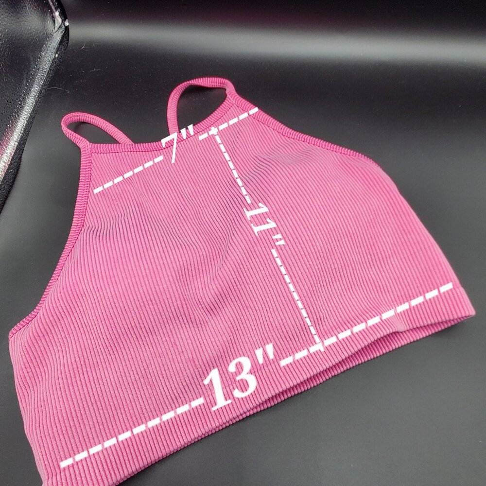 Target Pink Ribbed Racerback Crop Top - Picture 4 of 9